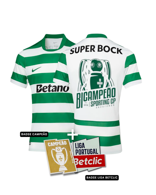 Camisola Principal Bicampeão 2025-2026 + BADGE CAMPEÃO E LIGA