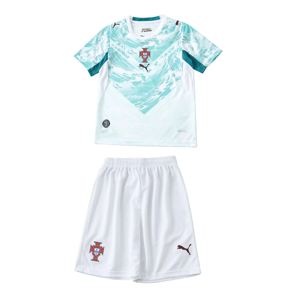 Conjunto infantil Seleção Portugal alternativa azul COPA DO MUNDO 2026