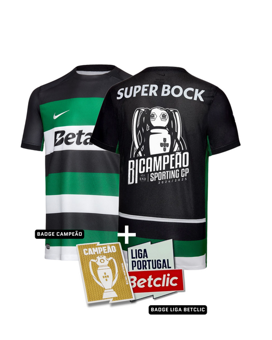 Camisola Principal Bicampeão 2024-2025 + BADGE CAMPEÃO E LIGA