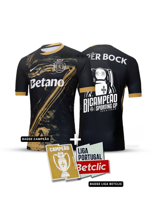 Camisola CR7 Bicampeão 2024-2025 + BADGE CAMPEÃO E LIGA